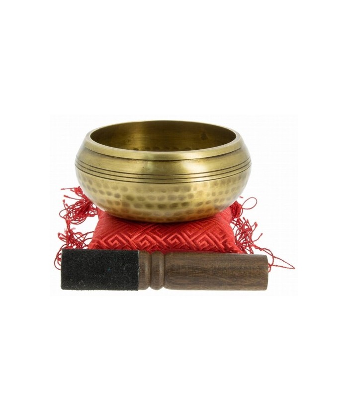 Cuenco tibetano 5 Budas 10 cm
Made in: 
Nepal
Características técnicas: 
Con mazo y cojín brocado
