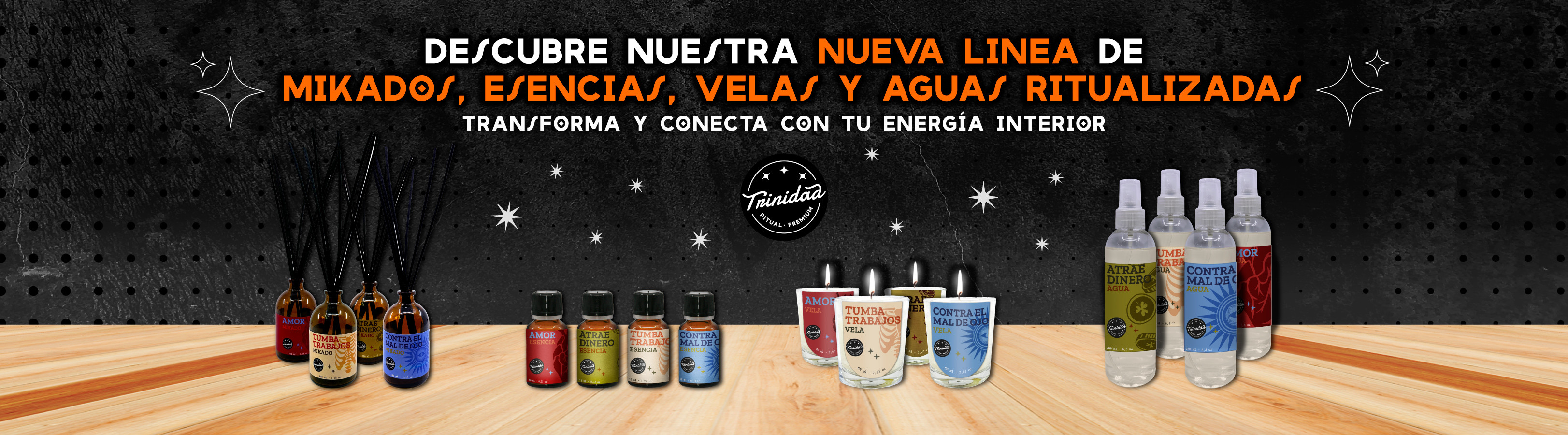 Nueva Linea de Mikados, velas, esencias y aguas ritualizadas